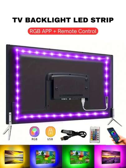 aiinnew 1 st LED-ljusremsa med dubbel kontroll, tillgänglig i 1/3/5/10/15 m (3,3/10/16/33/50 fot), stöder smartphone-appkontroll och 24-knapps fjärrkontroll, USB-driven, 5V RGB LED-remsa, flera musiksynkroniserade färgbytesfunktioner, perfekt för TV-bakgrundsbelysning, stämningsbelysning, spel/vardagsrum, högtidsfiranden och dynamiska ljuseffekter (nätadapter ingår ej)