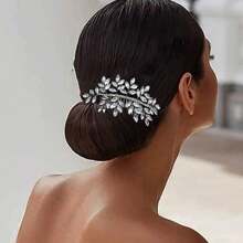 1pc Rhinestone Decorated Silver Bridal Hair Comb, Suitable For Weddings, Banquets And Parties