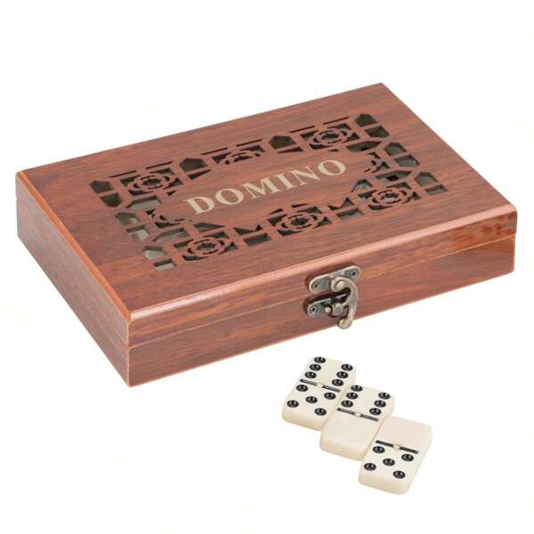 Jogo de Domino Profissional Caixa de Madeira Clássico 28 Peças Domino de Luxo Peças de Osso