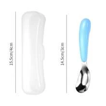 Stainless Steel Deepened Children's Spoon For Baby Feeding, Portable Cutlery Set With Storage Box For Kindergarten - Blue - View 3