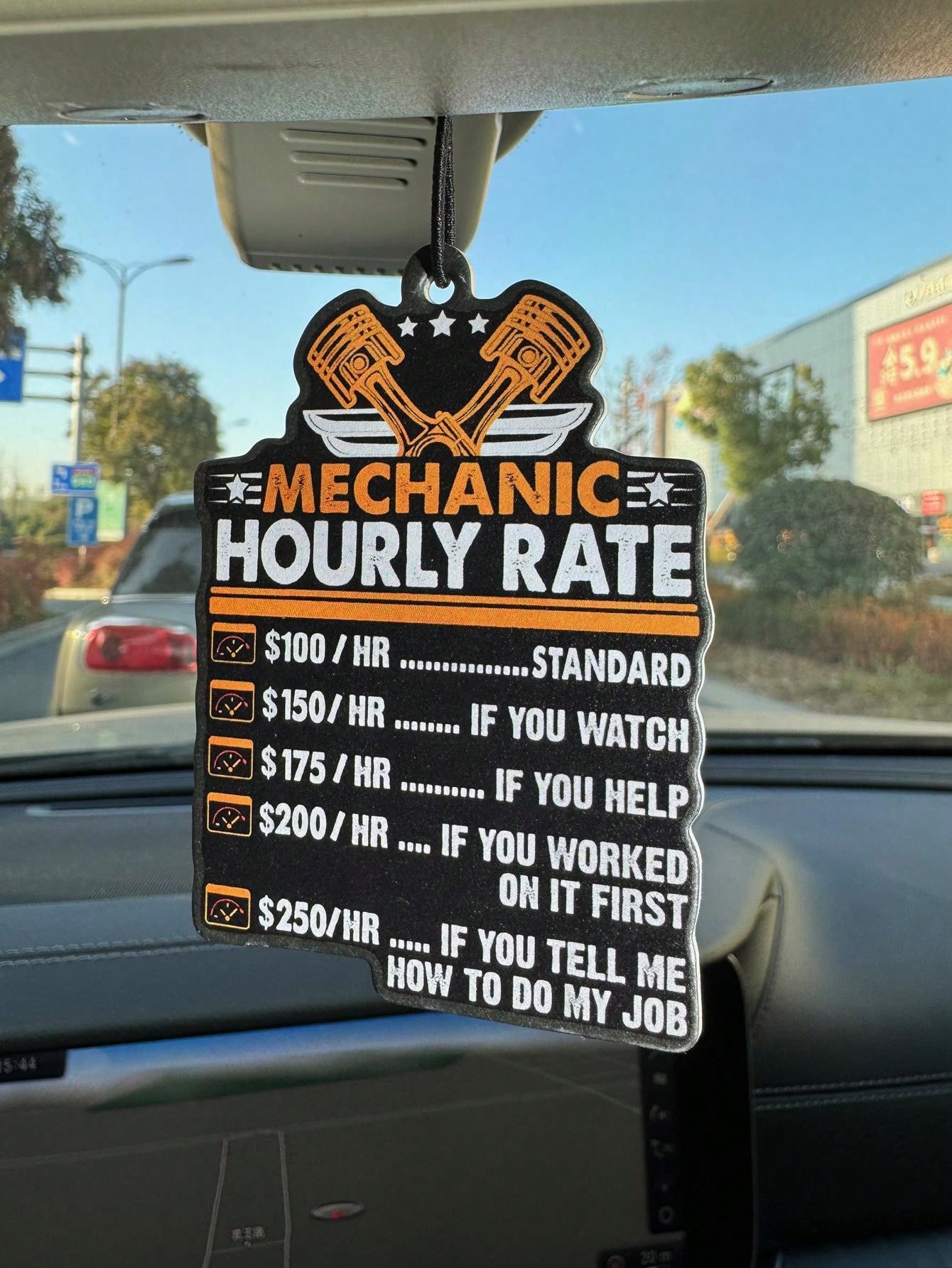Mechanic Hourly Rate Funny Car Fragrance Cartoon Air Freshener Vent Clip Japan Anime Rearview