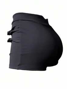 Falda Short Basica Stretch Corta con Abertura en Pierna - Ver 3