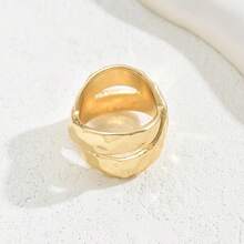 2 枚女士簡約風格金色黑石裝飾戒指 - A - 查看 4