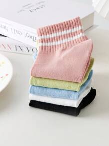 5pairs/Set Ladies' Breathable Mesh Thin Short Socks, Suitable For Daily Wear In Spring & Summer - Multicolor - View 5