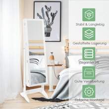 Jewelry Cabinet With Mirror, Jewelry Stand With Storage Space, Mirror Cabinet Jewelry Storage Lockable For Jewelry & Cosmetics