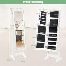 Jewelry Cabinet With Mirror, Jewelry Stand With Storage Space, Mirror Cabinet Jewelry Storage Lockable For Jewelry & Cosmetics