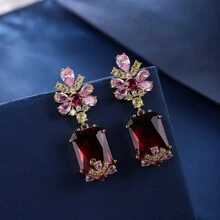 1 Pair Luxury Cubic Zirconia Stud Earrings, Jewelry For Women To Match Formal Dresses, Party/Event Accessory, Holiday/Birthday Gift