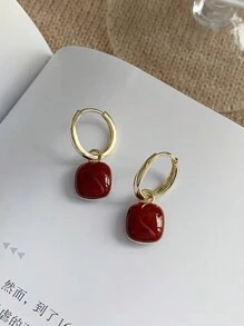 1對法式復古風格時尚優雅個性化日常佩戴耳環（女款） - 幾何 - 查看 4