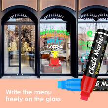 1pc Liquid Chalk Paint Marker, 15mm Chisel Tip, Suitable For Window, Car, Glass, And School Use - Including 45 Chalkboard Labels - Bright Neon Color - Red - View 9