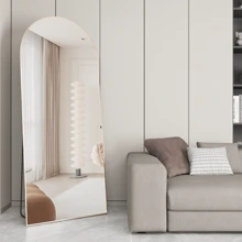 CASSILANDO Full Length Mirror 65"*24" Floor Mirror, Standing Mirror Smooth Arched Top Mirror, Large Arched Mirror, Bedroom Living Room Wall Mirror, Black,Gold - 金色 - 查看 5