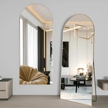 CASSILANDO Full Length Mirror 65"*24" Floor Mirror, Standing Mirror Smooth Arched Top Mirror, Large Arched Mirror, Bedroom Living Room Wall Mirror, Black,Gold - 金色 - 查看 1