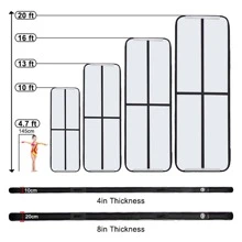 體操墊充氣式訓練墊 厚度體操氣墊 - 黑色 - 查看 2
