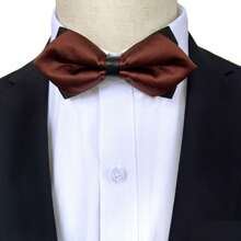1件男士图案领结，商务正式晚宴领结，英伦风时尚百搭西装花朵翻领别针，高端格子波点黑色底三角形领结，优雅 - 彩色 - 查看 9