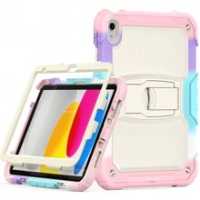 Hoesje compatibel met iPad 9e/8e/7e generatie 10,2 inch (hoesje compatibel met iPad 9/8/7 generatie): met standaard en penhouder - ROZE - camouflage poeder - Bekijken 7
