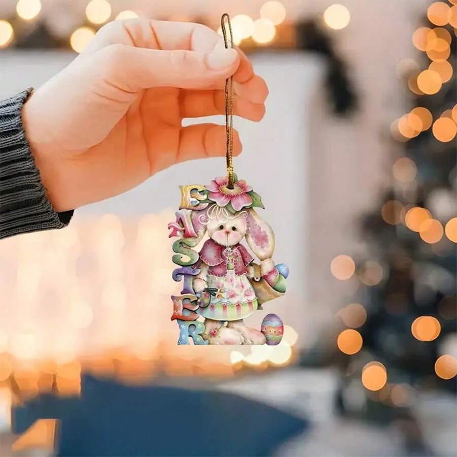 Set van 6 koffiekopjes huis paasei hangende decoratie, 2D acryl platte