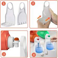 1pc White Laundry Detergent Cup Holder, Collapsible Cup Holder To Prevent Spills And Drips, Cup Storage Holder For Dispensing Laundry Detergent, Portable Laundry Detergent Cup Holder, Suitable For Laundry Room, Suitable For Clamping On Bottles With Nozzles, To Prevent Leakage And Confusion Of Detergents And Fabric Softeners, Household Use