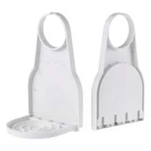 1pc White Laundry Detergent Cup Holder, Collapsible Cup Holder To Prevent Spills And Drips, Cup Storage Holder For Dispensing Laundry Detergent, Portable Laundry Detergent Cup Holder, Suitable For Laundry Room, Suitable For Clamping On Bottles With Nozzles, To Prevent Leakage And Confusion Of Detergents And Fabric Softeners, Household Use