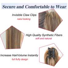 Synthetic Waterfall Long Straight Hair Claw Clip Ponytail Extension Heat Resistant Hair Piece For Women's Party - Multicolor - View 3