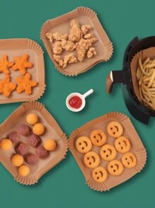 25/50/100pcs Air Fryer Paper Square Household Oil Blotting Paper Holder Silicone Oil Paper Tray Baking Paper Pad Air Fryer Kitchen Air Fryer Liners Air Fryer Paper Airfryer Air Frier - True Color - View 11