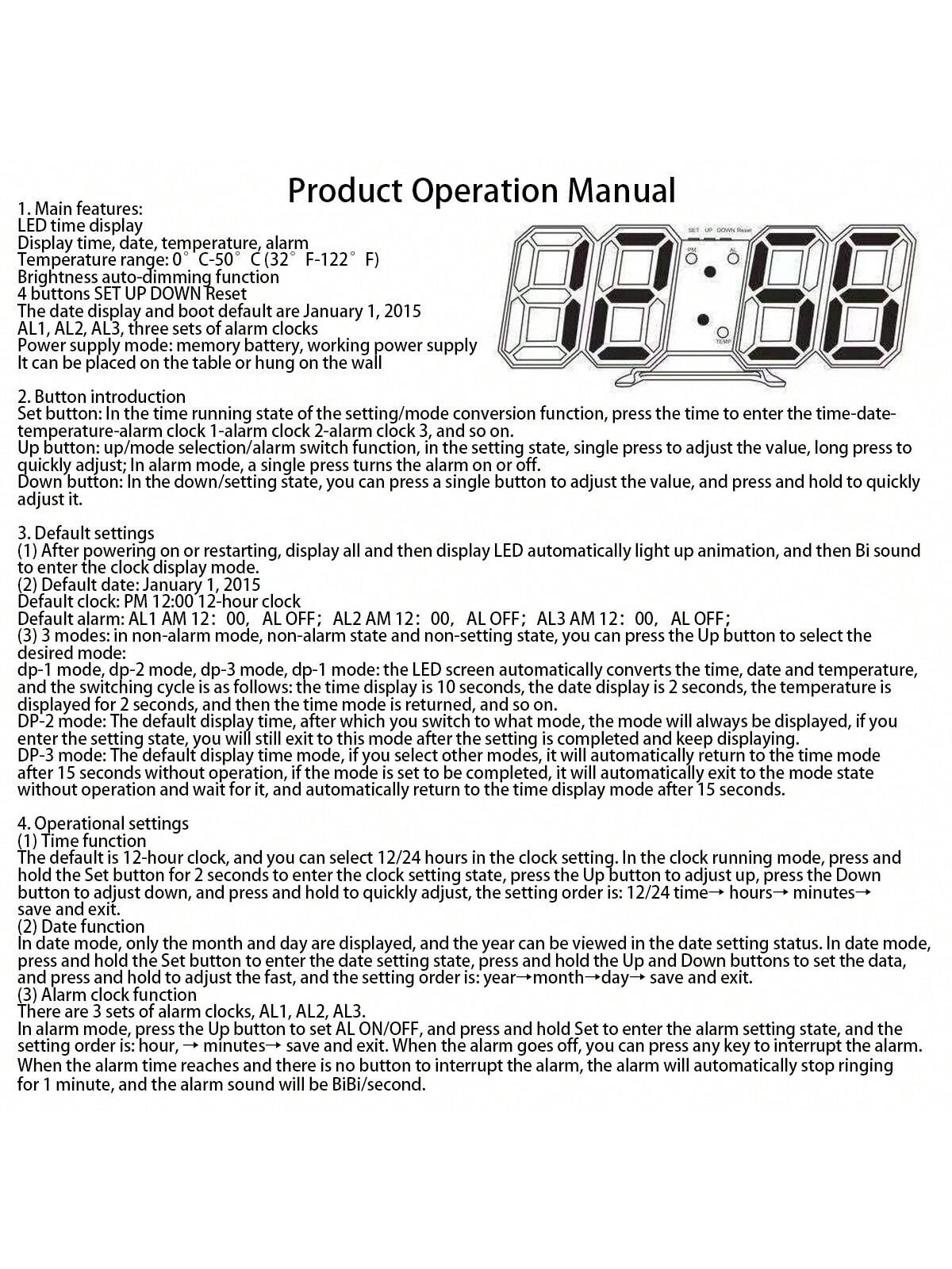 ساعة حائط/طاولة رقمية ثلاثية الأبعاد 1 قطعة، ذكية...