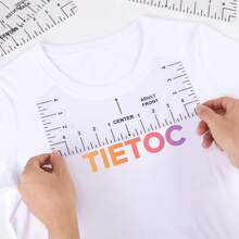 T恤尺子中心乙烯基指南，透明 V 领/圆形 PVC 尺子用于对齐，热压，儿童、青少年、成人，正面和背面测量 - 透明 - 查看 3