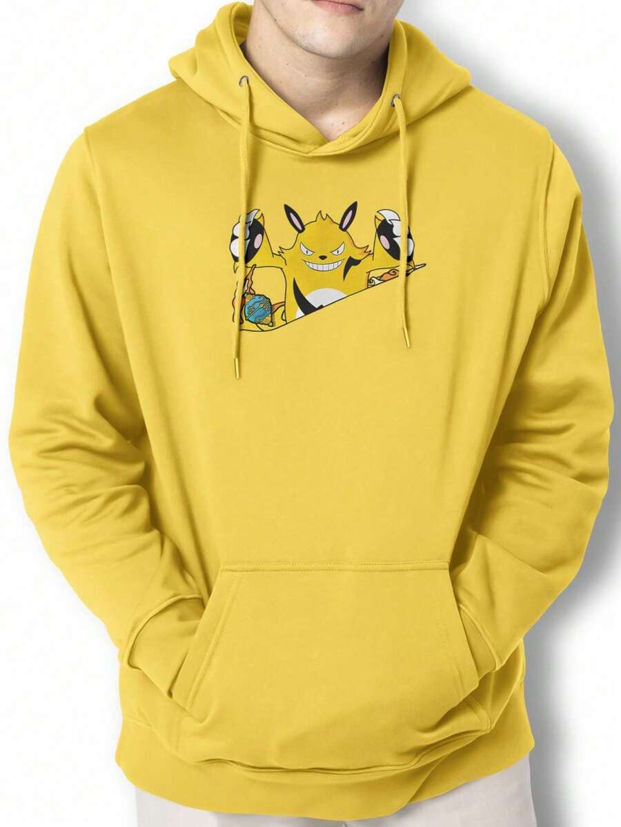 Men Hoodies - 黃色 - 查看 1