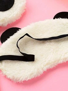 1pc Creative Cute Expression Panda Eye Mask Plush Sleep Eye Mask Rest Travel Eyepatch Cover - Black and White - View 5