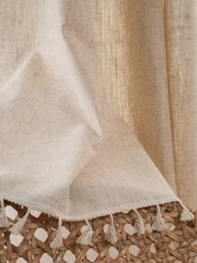 Bubaba 1 件麻布拼布遮光窗帘，波西米亚亚麻镂空流苏装饰板，适用于卧室、客厅、厨房、餐厅、健身房、凸窗、咖啡厅、日常使用和节日，所有季节