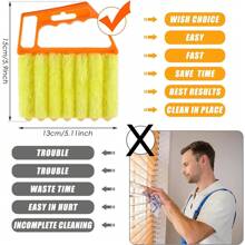 1 Miếng Đa dụng Cửa sổ Nút Shutter    Bàn chải làm sạch Đối với Vật dụng trong nhà , , Cái quạt , , Cọ đường nứt Với Có thể giặt được Chế tạo Của Premium PP Chất liệu , Công trình học nhân thể Và - trái cam - Xem 2