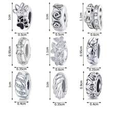 WOSTU 1pc 925 Sterling Silver Dog Claws, Flowers, Heart Love Or Butterfly Charm Stopper Beads 9 Styles For Women DIY Bracelet And Necklace Fashion Jewelry Making Valentines