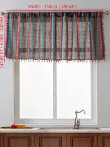 Bubaba 1pc Color Foil Blackout Curtain, Bohemian Foil Color Tassel Curtain, Suitable For Bedroom, Living Room, Dining Room, Kitchen, Cafe, Entrance, French Door, Vacation, Everyday, All Seasons - Multicolor - View 11