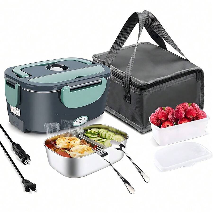 Electric Lunch Box Food Heater, US Specifications Plug,Upgraded 2 Compartments Portable Heated Lunch Box - Black - View 1