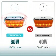 Electric Lunch Box Food Heater, US Specifications Plug,Upgraded 2 Compartments Portable Heated Lunch Box - Black - View 5