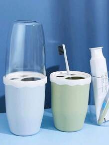 1/2 件便携式牙刷盒，北欧透明设计 PP 便携式牙刷携带盒，适用于户外家居浴室装饰返校 - 藍色 - 查看 5