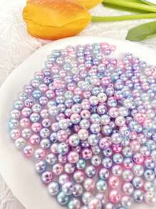 28pcs Abs Faux Pearl Beads In Mermaid Color With Two Holes For Professional Diy Decoration Accessories, Suitable For Face Makeup Decoration, Earrings, Necklaces, Hair Accessories And Craft Making - 8mm - View 6