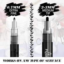 6入組亞克力漆筆,超細,中等粗度,黑白記號筆,防水藝術標記筆,適用於岩石繪畫,陶瓷,玻璃,畫布,杯子,金屬和木材diy材料供應 - 白色 - 查看 3