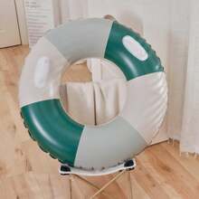 1pc Inflatable Green Striped Pvc Floating Swimming Ring For Pool, Beach - Green - View 3