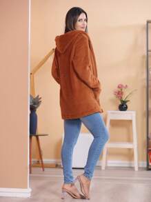 Women Faux Fur Coats - 棕色 - 查看 2