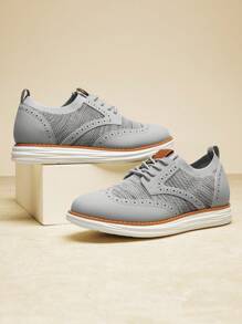 Men's Mesh Lace-Up Oxfords Sneakers Casual Dress Lightweight Walking Shoes 2.0 EVA Midsole MD Outsole - Xám - Xem 1
