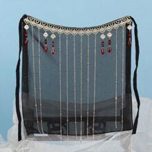 Chinese Phụ kiện Pha lê Tua Lưới Mặt Màng che mặt Toàn trận Kem chống nắng Cổ xưa Tấm che mặt Gai Chống cực tím Màng che mặt Đối với phụ nữ Nghệ thuật Ảnh Kinh điển Nhảy - màu đen - Xem 8