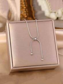 VceTd 1pc Simple Style Stainless Steel Necklace With Adjustable Chain Length For Daily Wear Or Gift Giving - Style1-jX036 - View 5