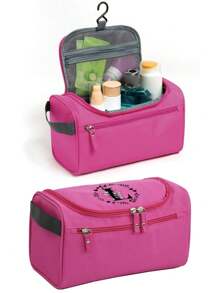 旅行洗漱包男女便携式悬挂式洗漱包 26 首字母 A 到 Z 大容量化妆品收纳包防水化妆包适用于浴室旅行收纳包、化妆包、化妆包、度假收纳包、大容量化妆品收纳包化妆盒，适用于口红、刷子、护肤品、手机、硬币、小物品，适用于家庭、礼物、度假和节日万圣节圣诞节多功能用途、波西米亚风、适用于假日海滩、浴室收藏、卧室收藏、大容量 - 粉色 - 查看 4