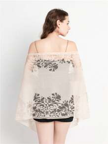 波西米亚风 1 件装纯色蕾丝披肩围巾，带流苏流苏，适合时尚海滩配饰，优雅，多功能，适合舞会、婚礼、晚会、海滩和旅行情人节 - A - 查看 5