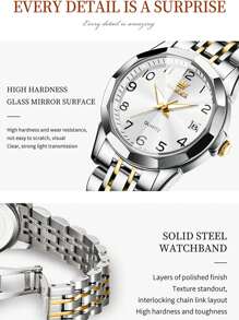 OLEVS. OLEVS Womens Watch Fashion Dress Diamond Female Watches For Ladies Analog Quartz Stainless Steel Waterproof Luminous Day Date Two Tone Wristwatch - 金白 - 查看 6