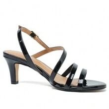 Unisex Men's Women's Strappy Dress Sandals Kitten Heel Slingback Heels - Black - View 5