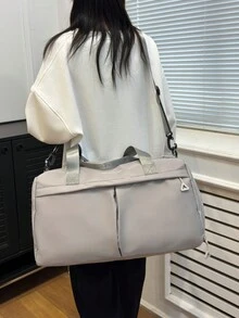 潮流休閒濕乾分隔旅行運動袋,可攜式大容量運動健身瑜伽肩背袋,內附鞋履收納隔層,完美的旅行和健身行李收納袋 - 灰色 - 查看 8