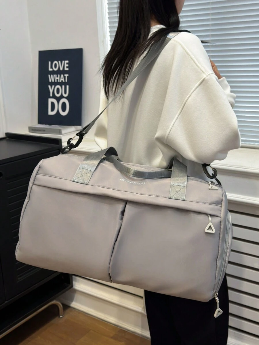 潮流休閒濕乾分隔旅行運動袋,可攜式大容量運動健身瑜伽肩背袋,內附鞋履收納隔層,完美的旅行和健身行李收納袋 - 灰色 - 查看 1