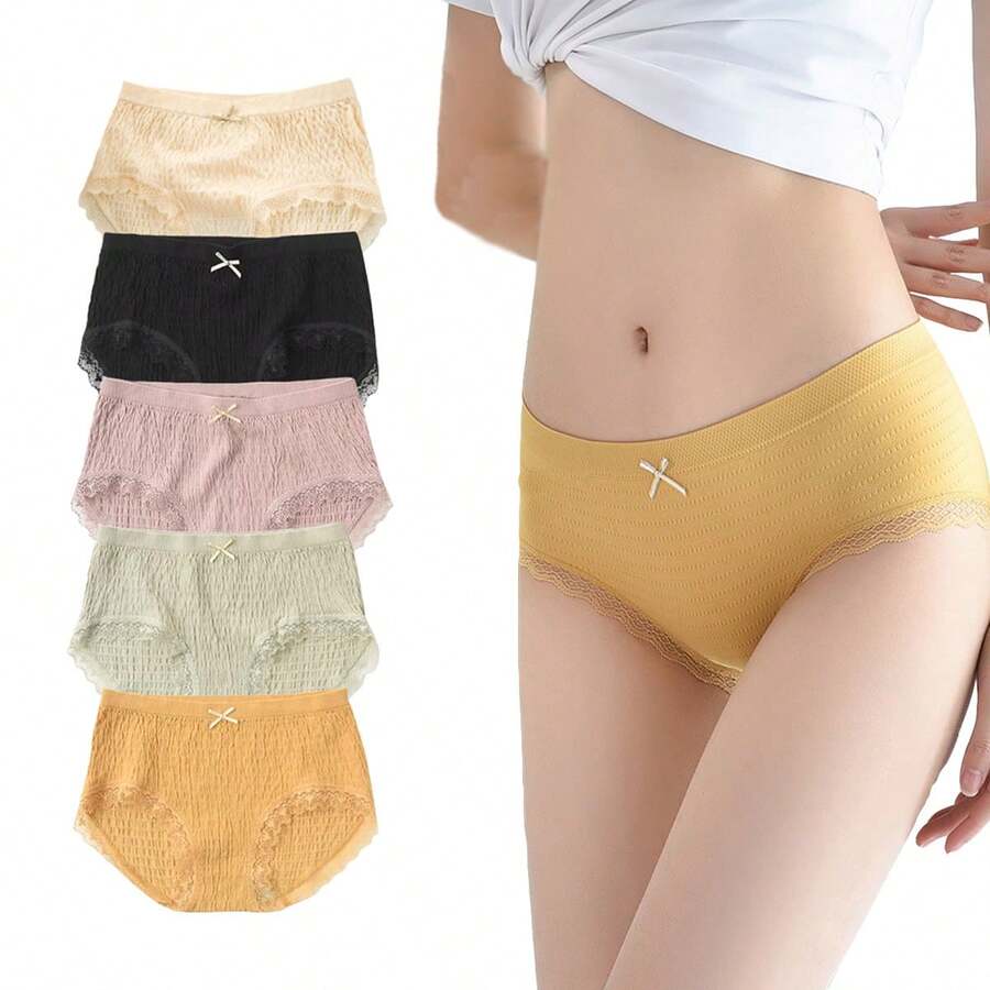 Paquete 5 Pantaletas Transpirables De Algodón Para Mujer,Bragas De Conjunto De Algodón Para Mujer,calzones 5 Piezas - Multicolor - Ver 1