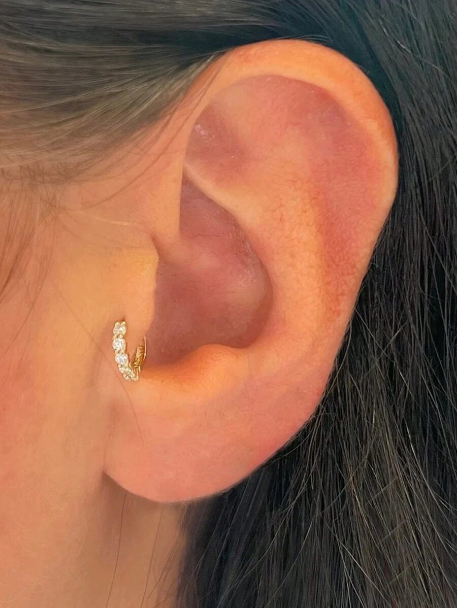 1pc Fashion Sterling Silver Cubic Zirconia Decor Hoop Earring For Women For Dating Decoration