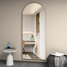CASSILANDO Full Length Mirror 65"*24" Floor Mirror, Standing Mirror Smooth Arched Top Mirror, Large Arched Mirror, Bedroom Living Room Wall Mirror, Black,Gold - 金色 - 查看 2
